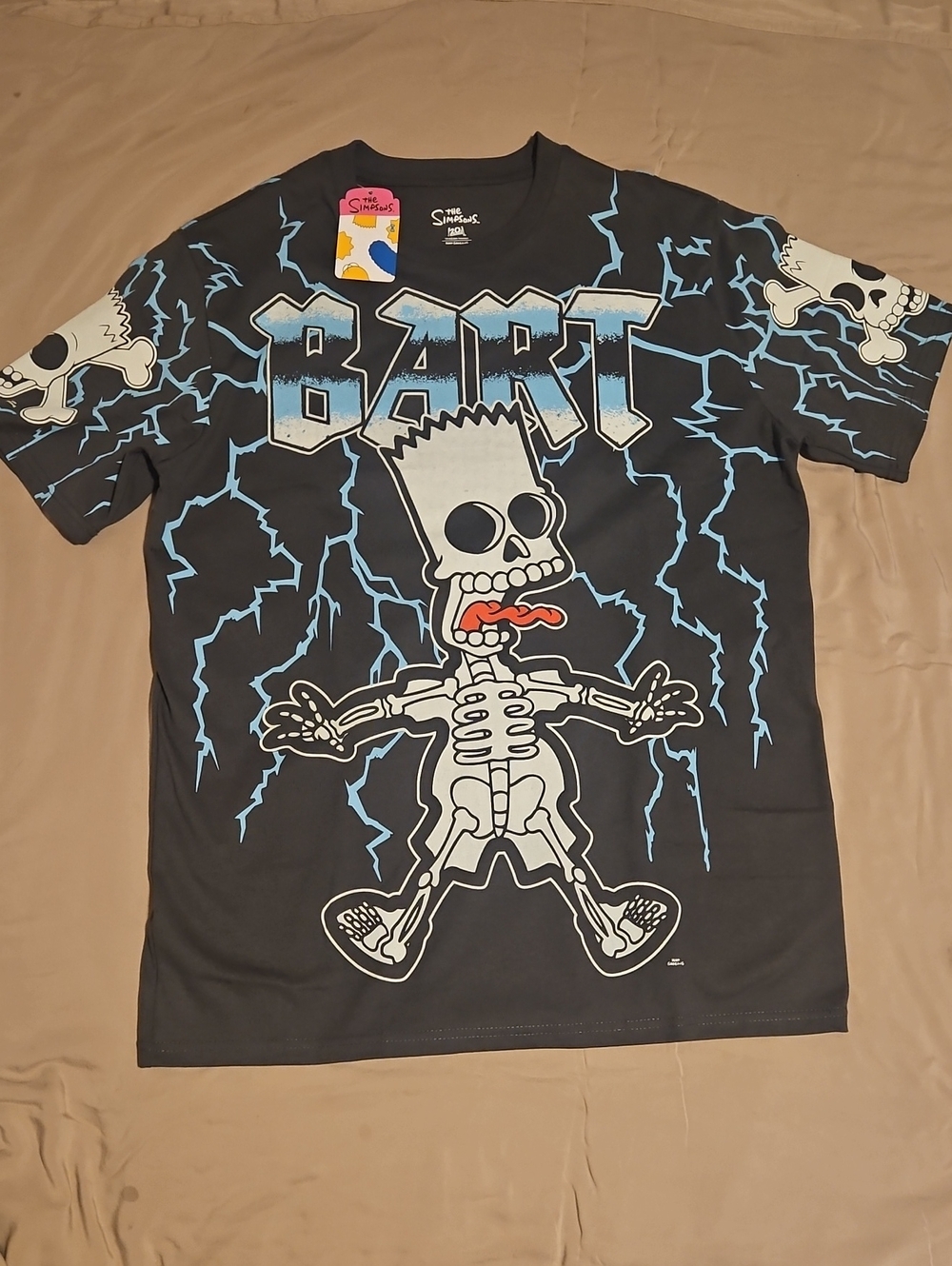 The Simpsons Bart Skeleton Electrocuted Graphic Shirt- L